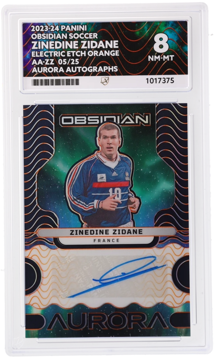 Panini Zinedine Zidane Electric Etch Orange Aurora Autographs 05/25 AA-ZZ 2023/24 Obsidian Soccer ACE 8