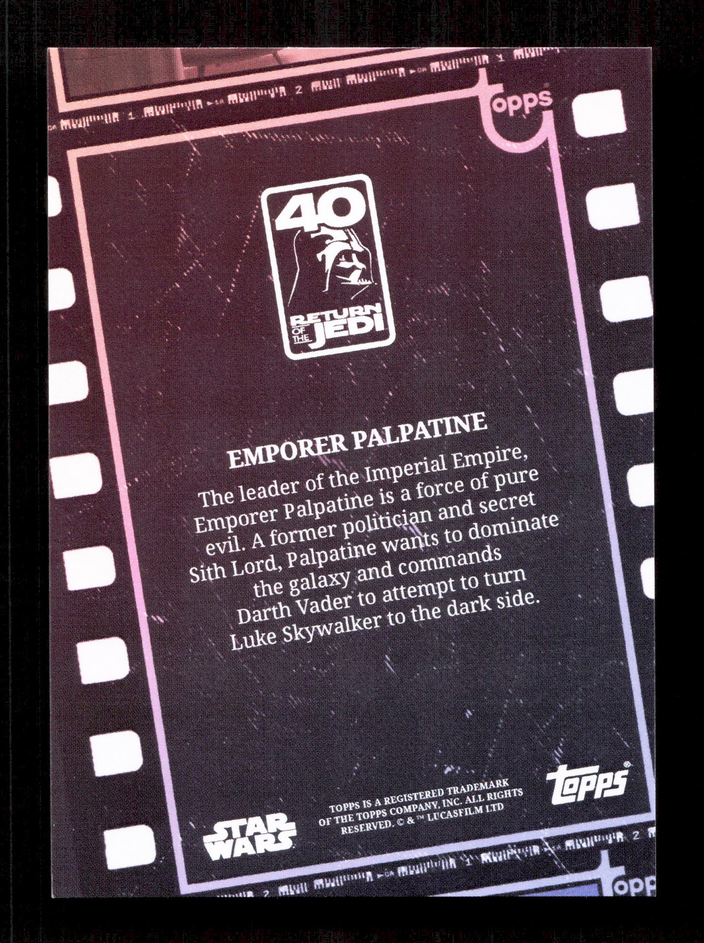 Topps Emporer Palpatine Parallel Card /25 Star Wars Return Of The Jedi 2023