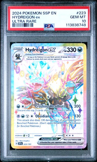 Pokemon Hydreigon ex 223/191 Ultra Rare Pokemon Surging Sparks 2024 PSA10