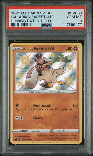 Pokemon Galarian Farfetch'd SV063/SV122 Holo Pokemon Sword & Shield Shining Fates 2021 PSA10