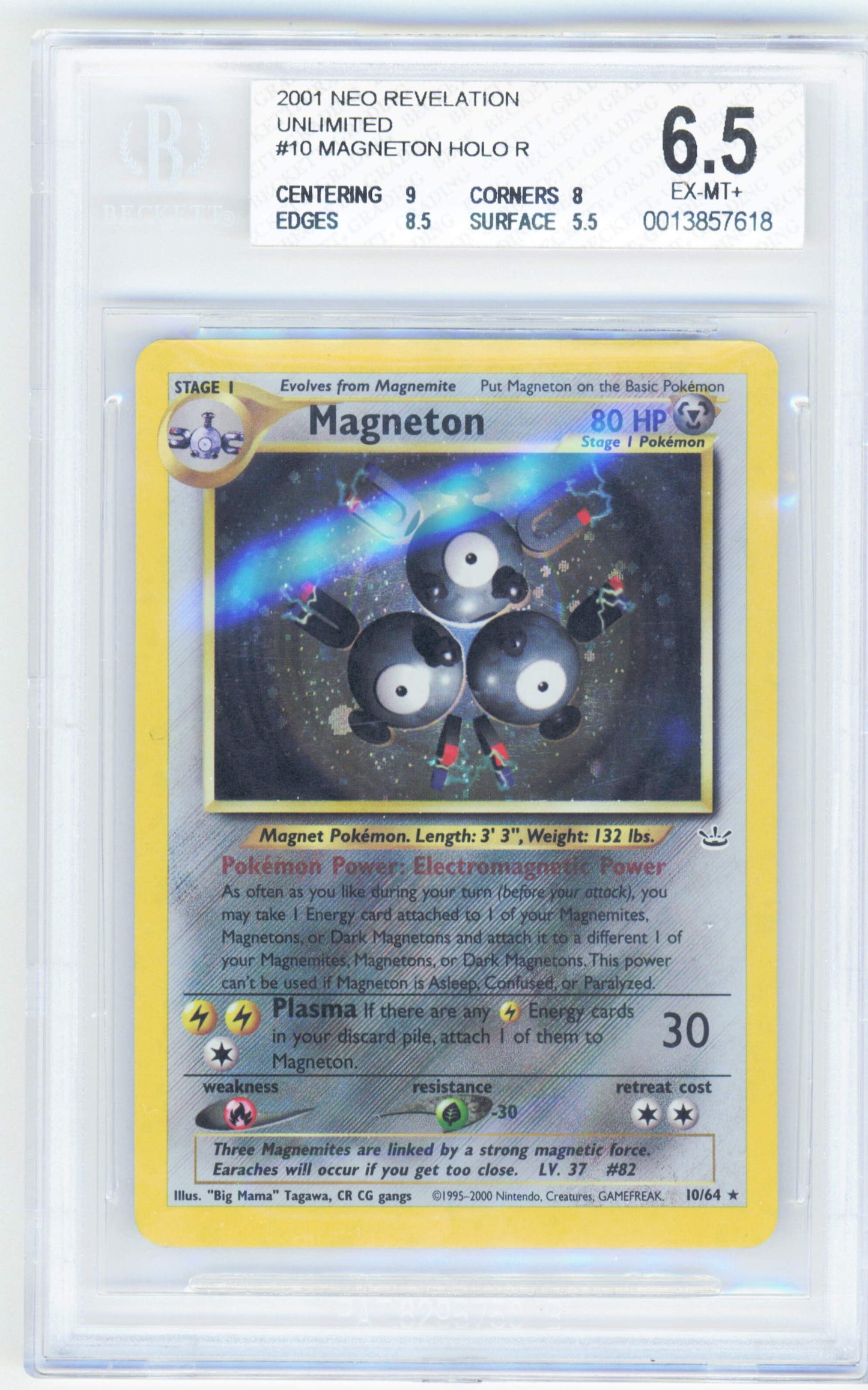 Pokemon Magneton 10/64 Holo Pokemon Neo Revelation 2001 Beckett BGS 6.5