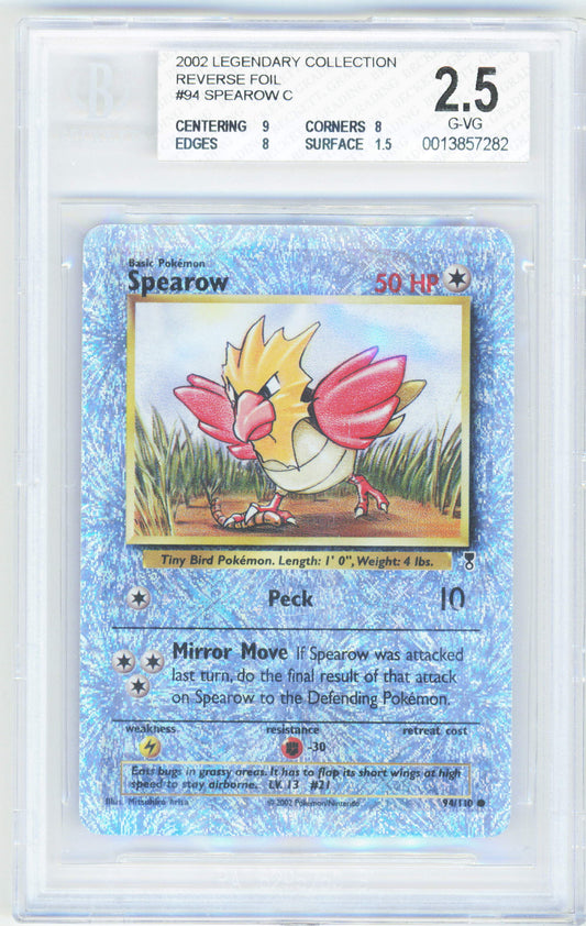 Pokemon Spearow 94/110 Reverse Foil Pokemon Legendary Collection 2002 Beckett BGS 2.5