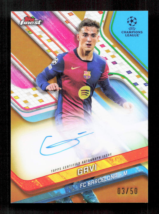 Topps Gavi Gold Autograph Card /50 Finest UEFA Club Competitions 2024-25