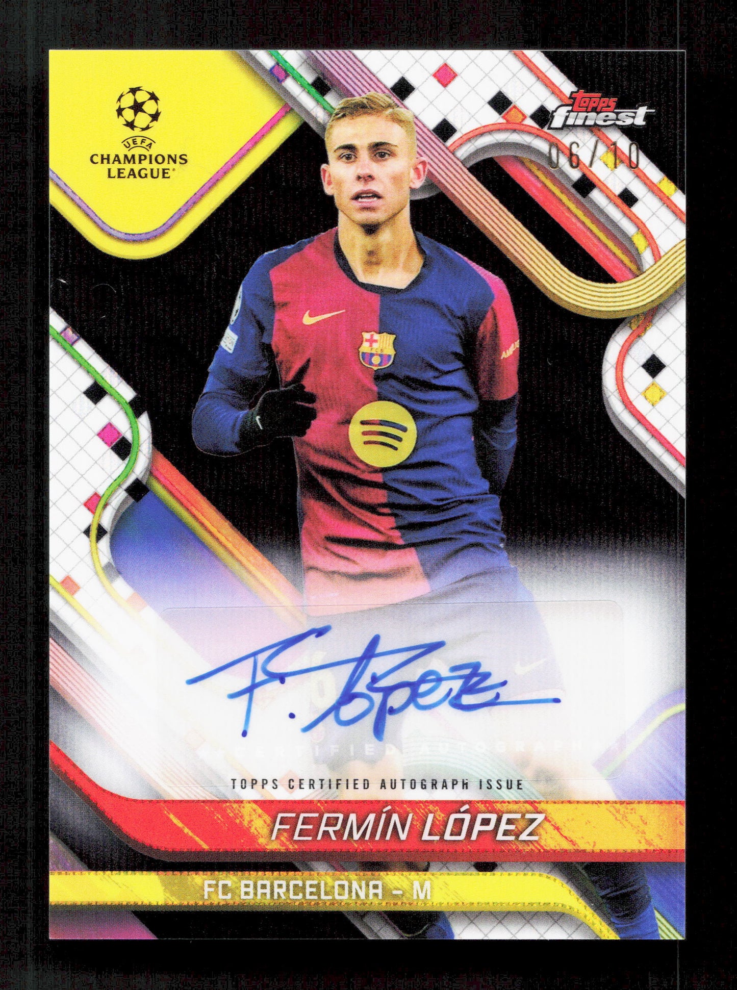 Topps Fermin Lopez Black Wave Autograph Card /10 Finest UEFA Club Competitions 2024-25