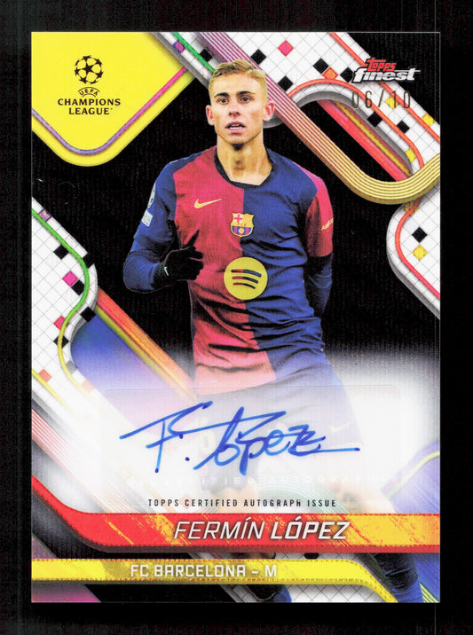 Topps Fermin Lopez Black Wave Autograph Card /10 Finest UEFA Club Competitions 2024-25