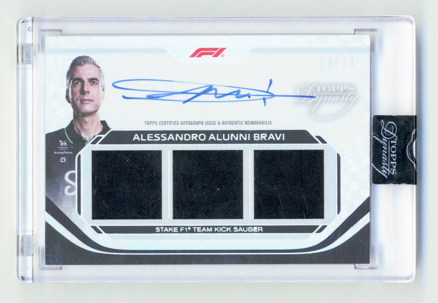 Topps Alessandro Alunni Bravi Triple Relic On Card Autograph Card Dynasty Formula 1 2024
