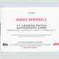 Topps Nigel Mansell F1 Legend Patch Autograph Card Dynasty Formula 1 2024