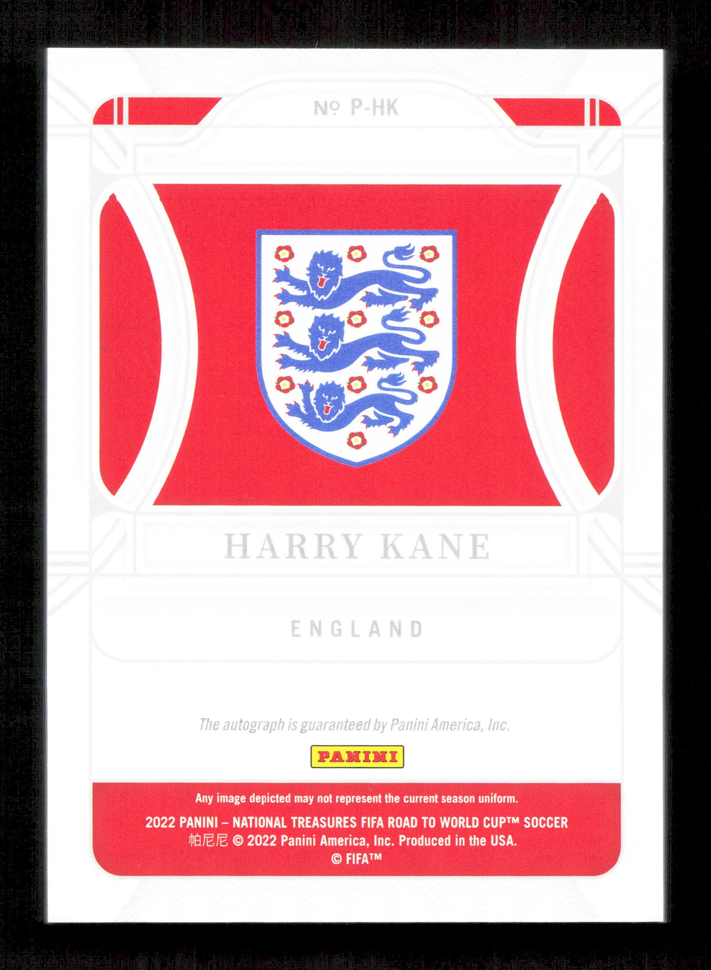Panini Harry Kane National Treasures Penmenship Card /99 Panini National Treasures Fifa Road To World Cup 2022