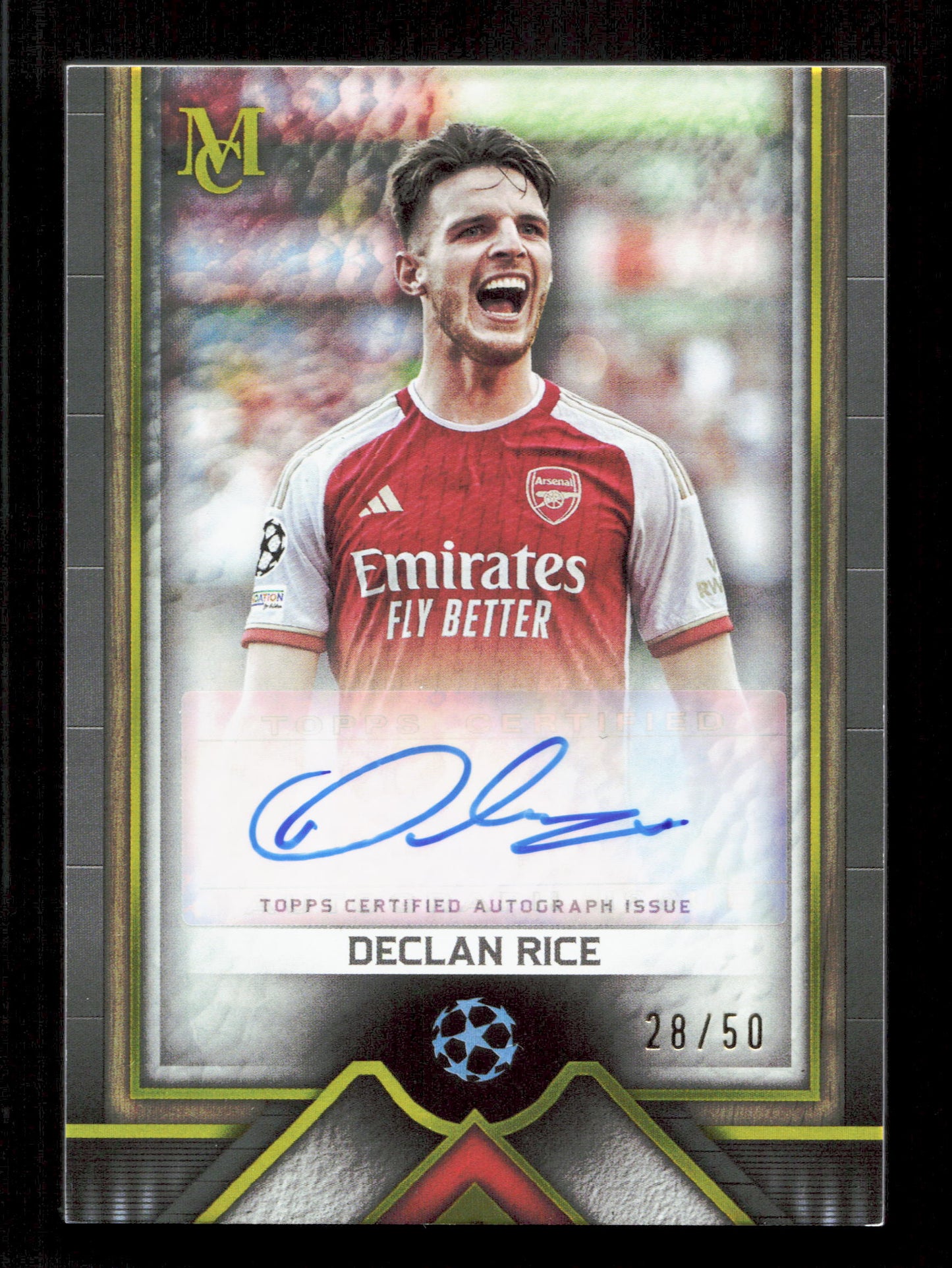 Topps Declan Rice Gold Archival Autograph Card /50 Museum Collection UEFA Champions League 2023-24