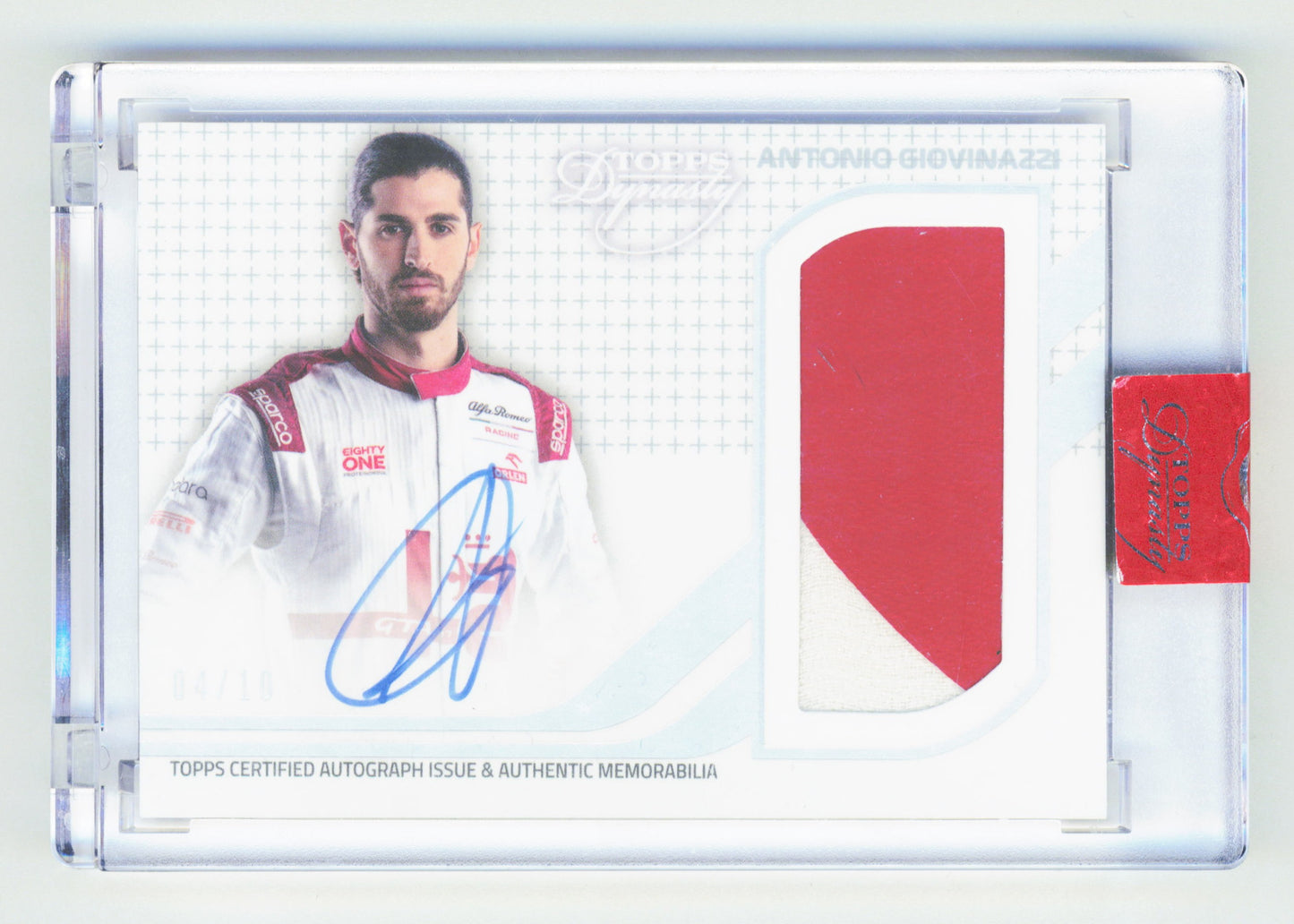 Topps Antonio Giovinazzi Dynasty On Card Autographed Patch Card /10 Dynasty Formula 1 2021