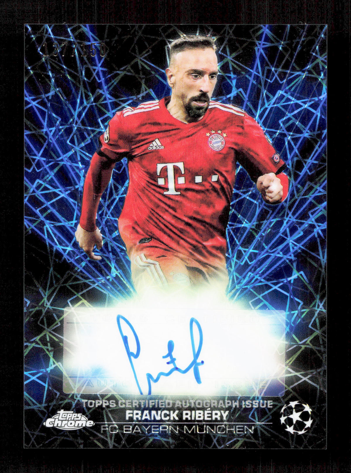 Franck Ribery Autograph Topps Franck Ribery Blue Black Lazer Autograph Card /150 Chrome UEFA C