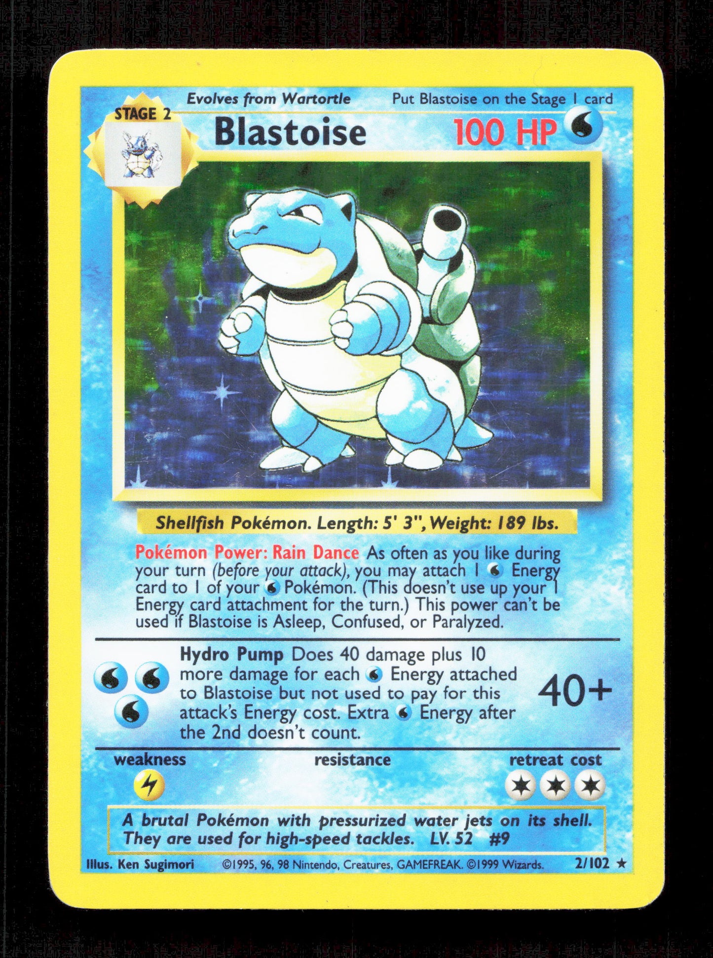 Pokemon Blastoise 2/102 Holo Rare Pokemon Base Set 1999