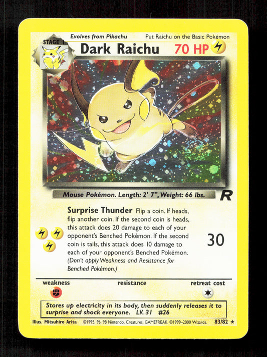 Pokemon Dark Raichu Holo 83/82 Secret Rare Pokemon Team Rocket 2000