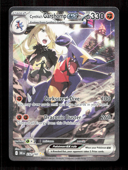 Pokemon Cynthia's Garchomp EX 232/182 Special Illustration Rare Pokemon Destined Rivals 2025