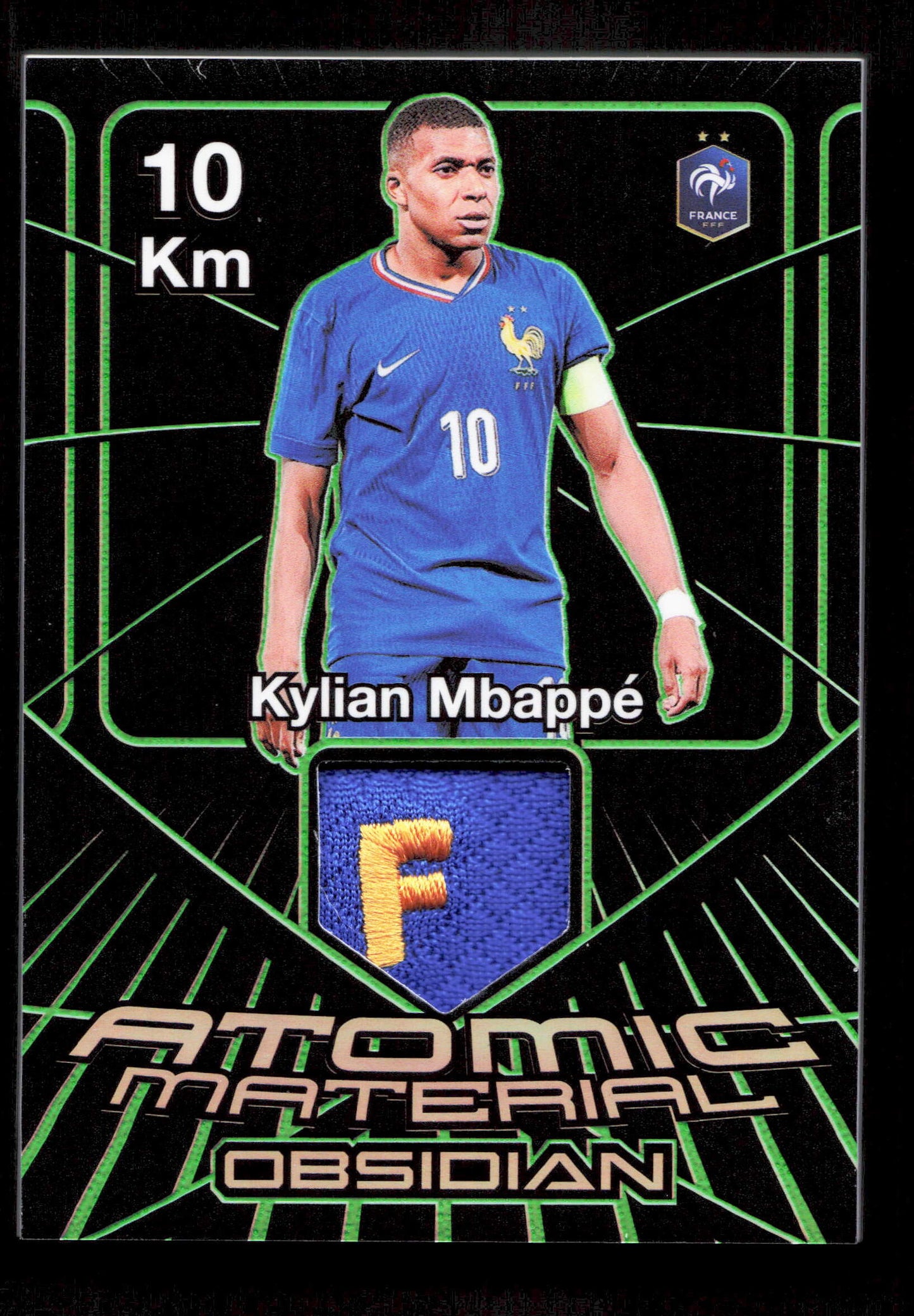 Panini Kylian Mbappe Green Atomic Material Relic Card /5 Panini Obsidian Soccer 2024-25
