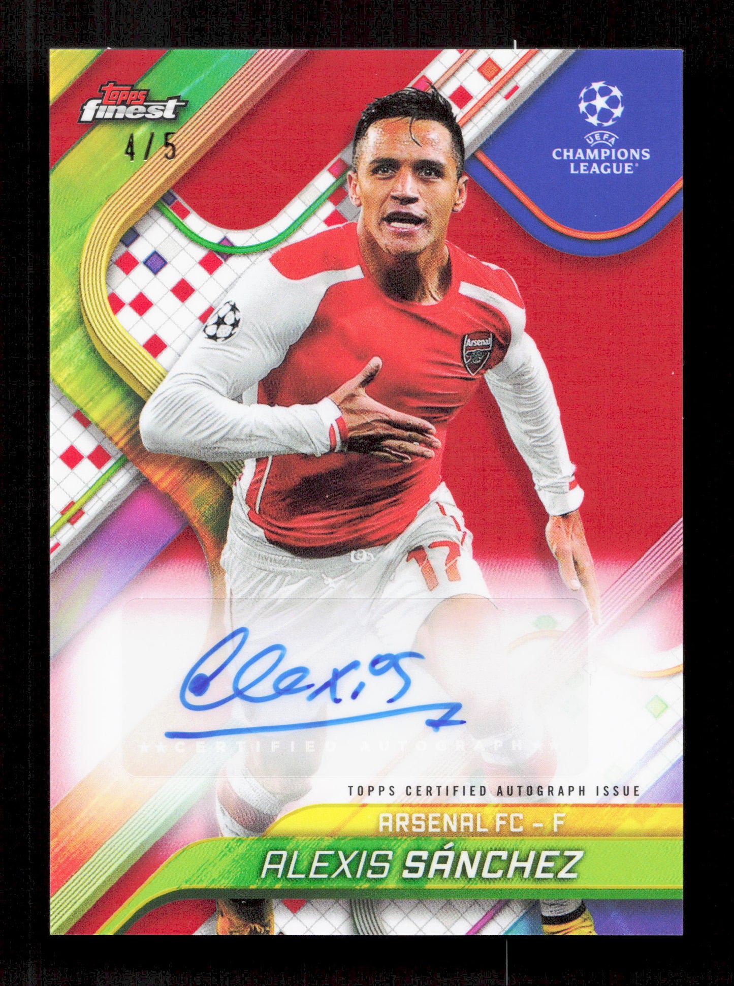 Topps Alexis Sanchez Red Autograph Card /5 Finest UEFA Club Competitions 2024-25
