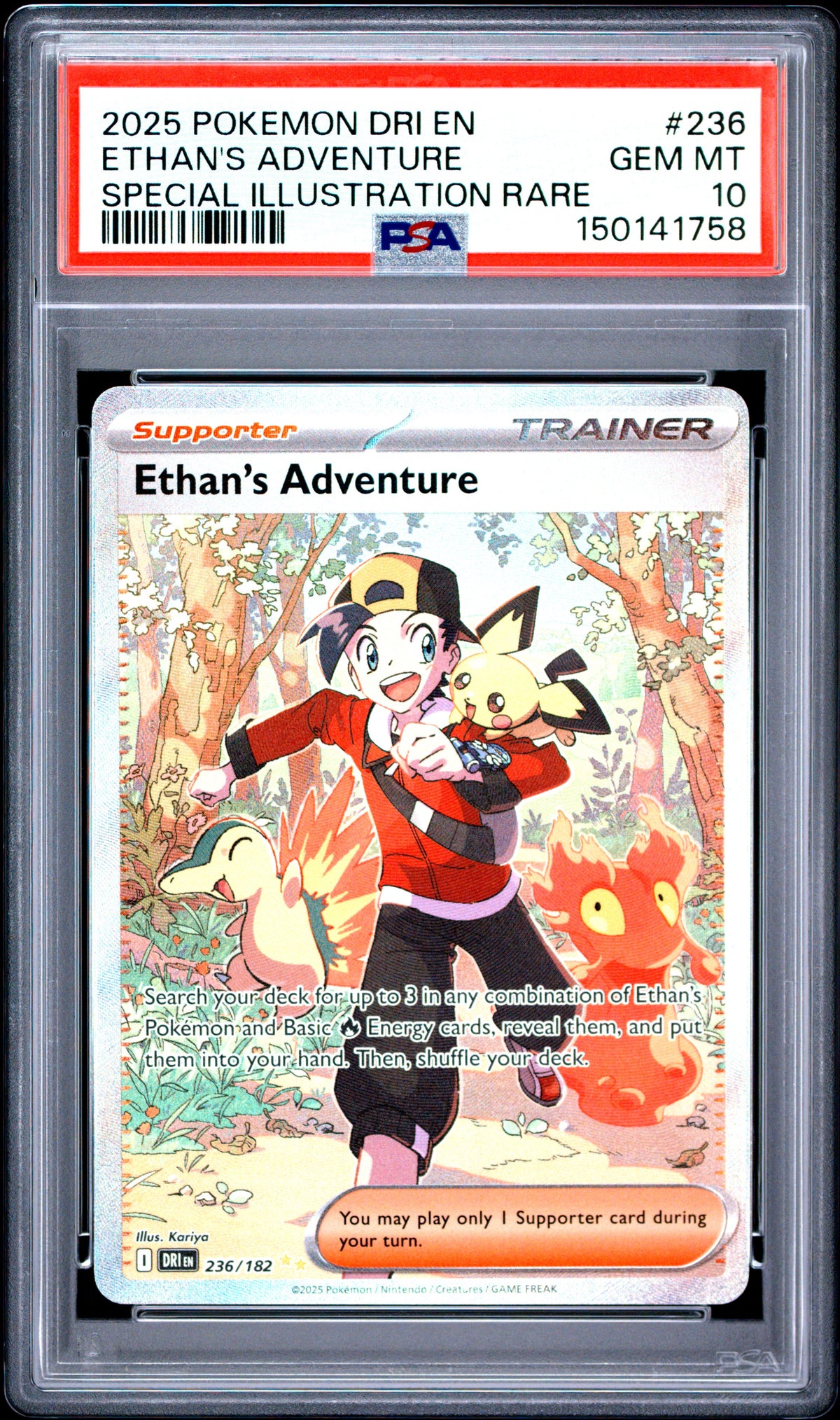 Pokemon Ethan's Adventure 236/182 2023 Destined Rivals Special Illustration Rare PSA 10