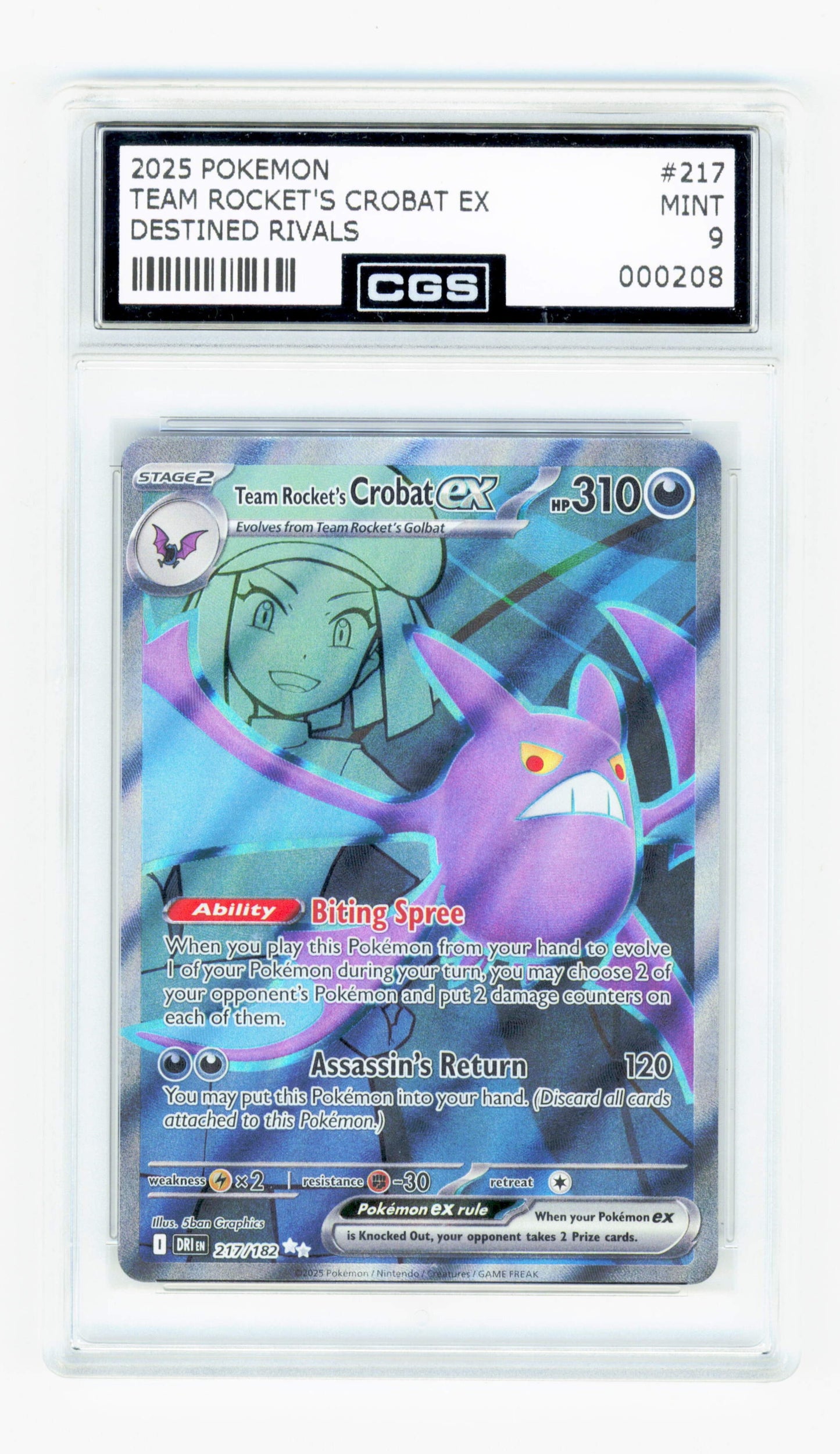 Pokemon Team Rocket's Crobat EX 217/182 Pokemon Destined Rivals 2025 CGS9
