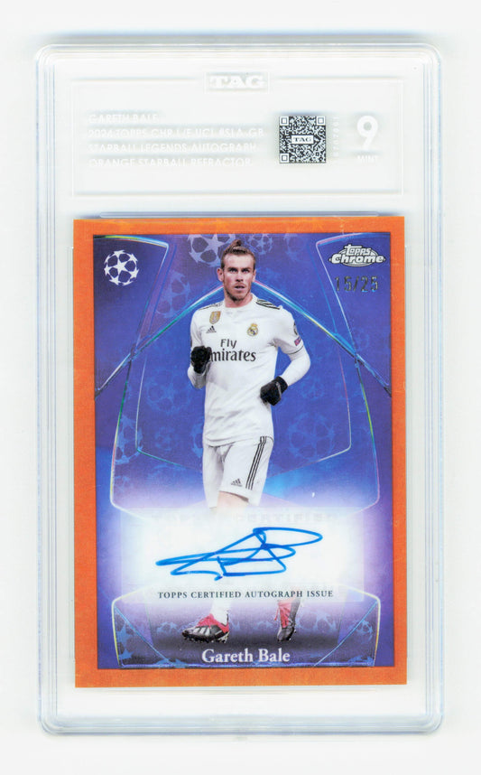 Topps Gareth Bale Orange Starball Legends Autograph Card /25 Chrome UEFA Club Competitions 2024-25 TAG 9