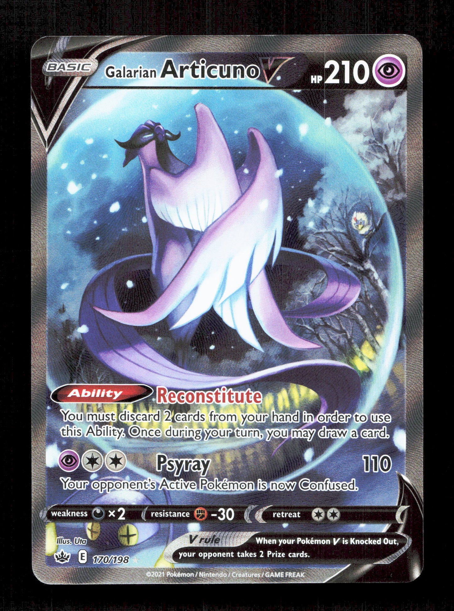 Pokemon Galarian Articuno V 170/198 Alternate Art Pokemon Chilling Reign 2021