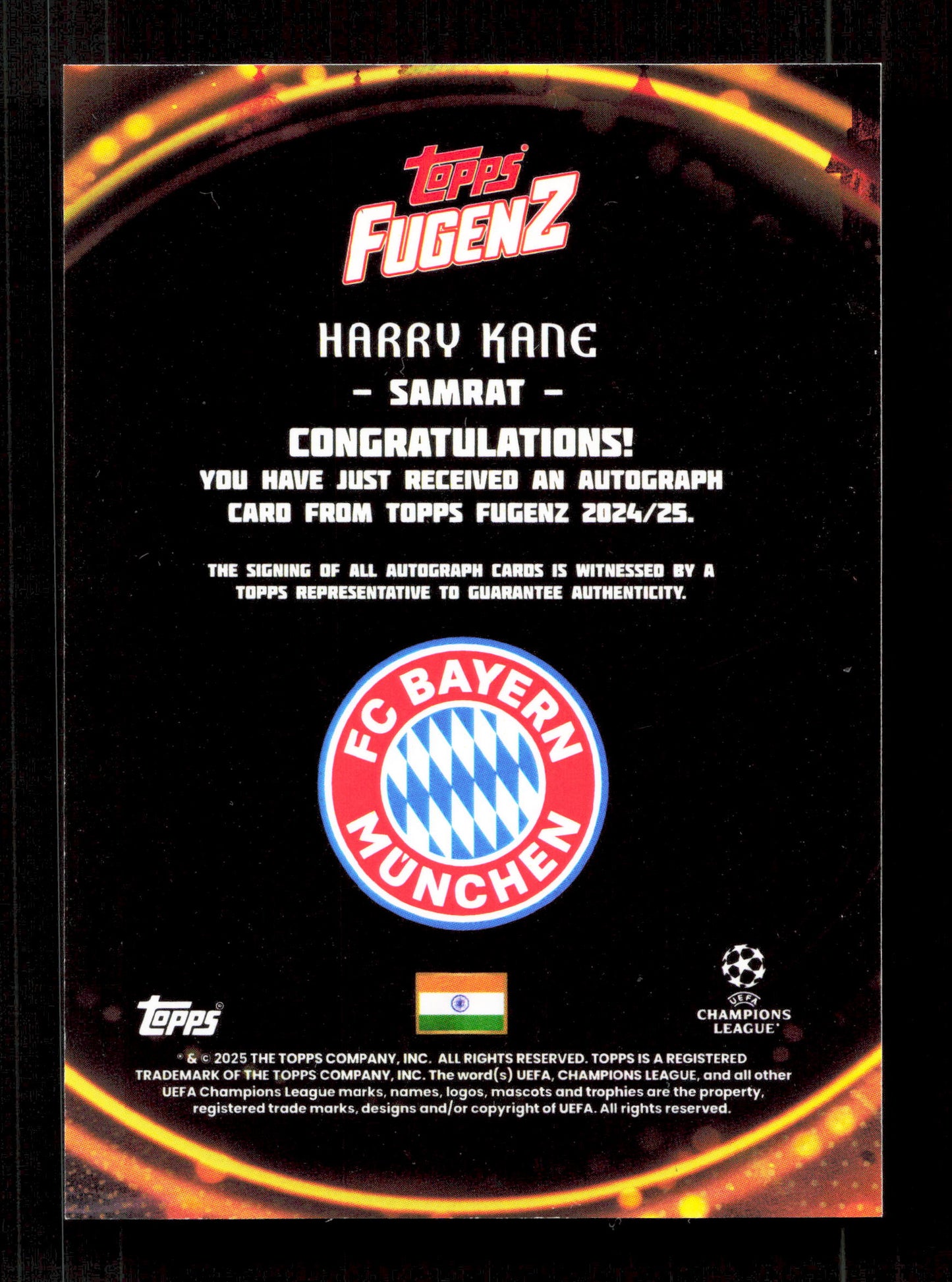 Topps Harry Kane Red Autograph Card /5 Topps Fugenz 2024/25