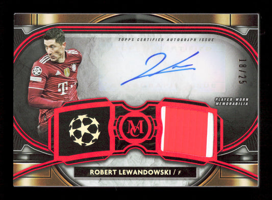 Topps Robert Lewandowski Red Museum Autograph Relic Card /25 Topps Museum UCL 2021/22