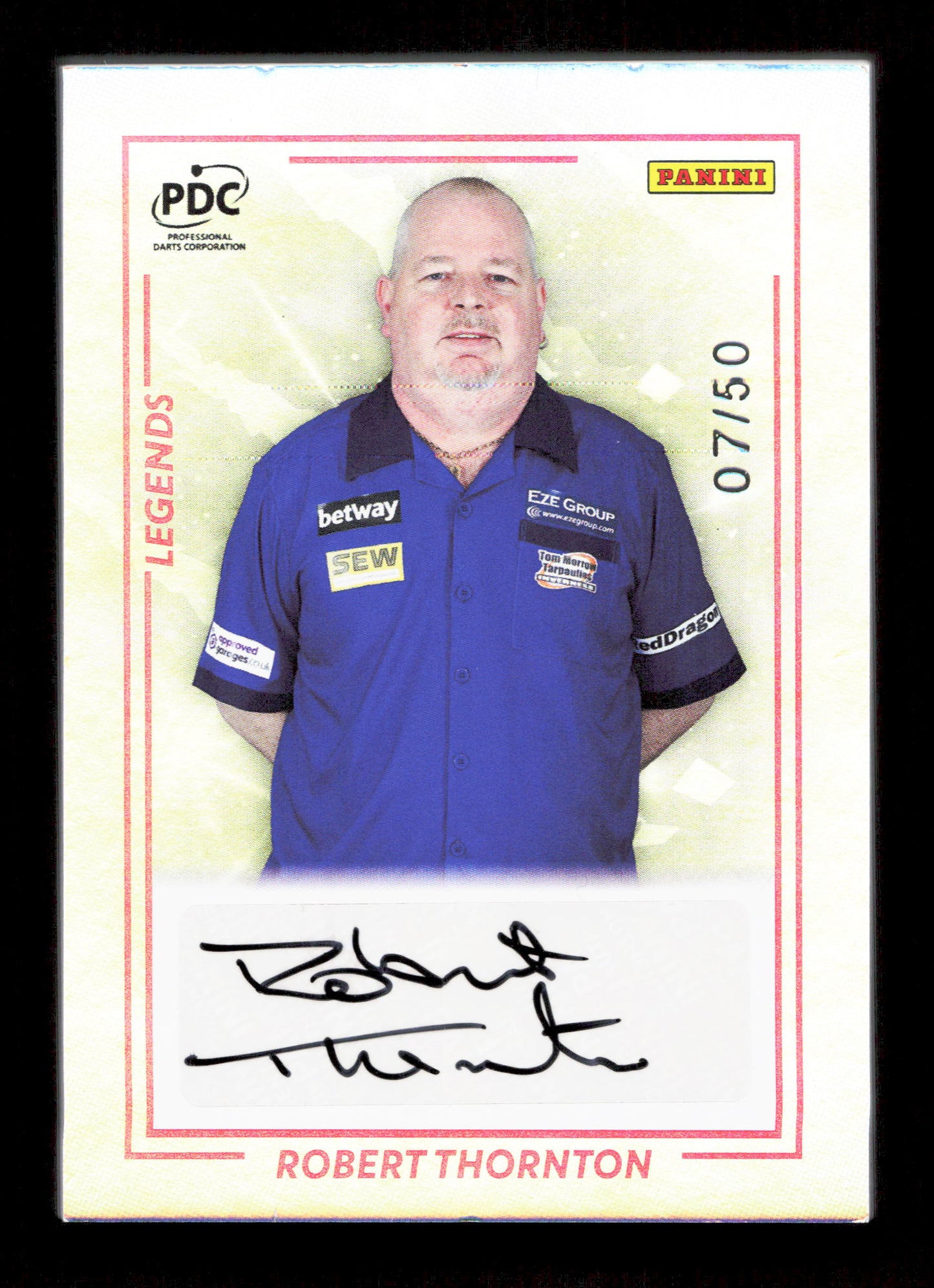 Panini Robert Thornton Red Legends Autograph Card /50 PDC Premier League 2025
