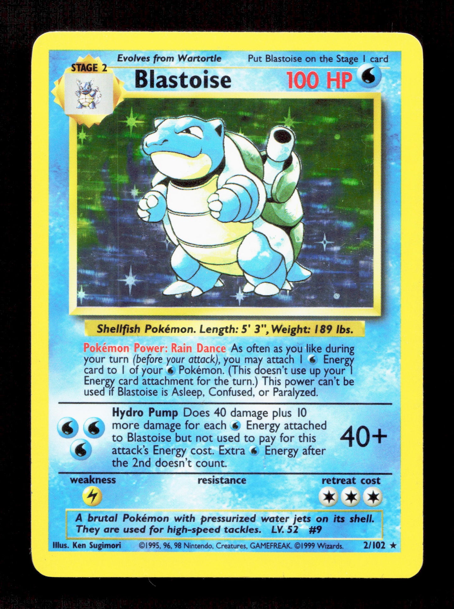 Pokemon Blastoise 2/102 Holo Pokemon Base Set Unlimited 1999