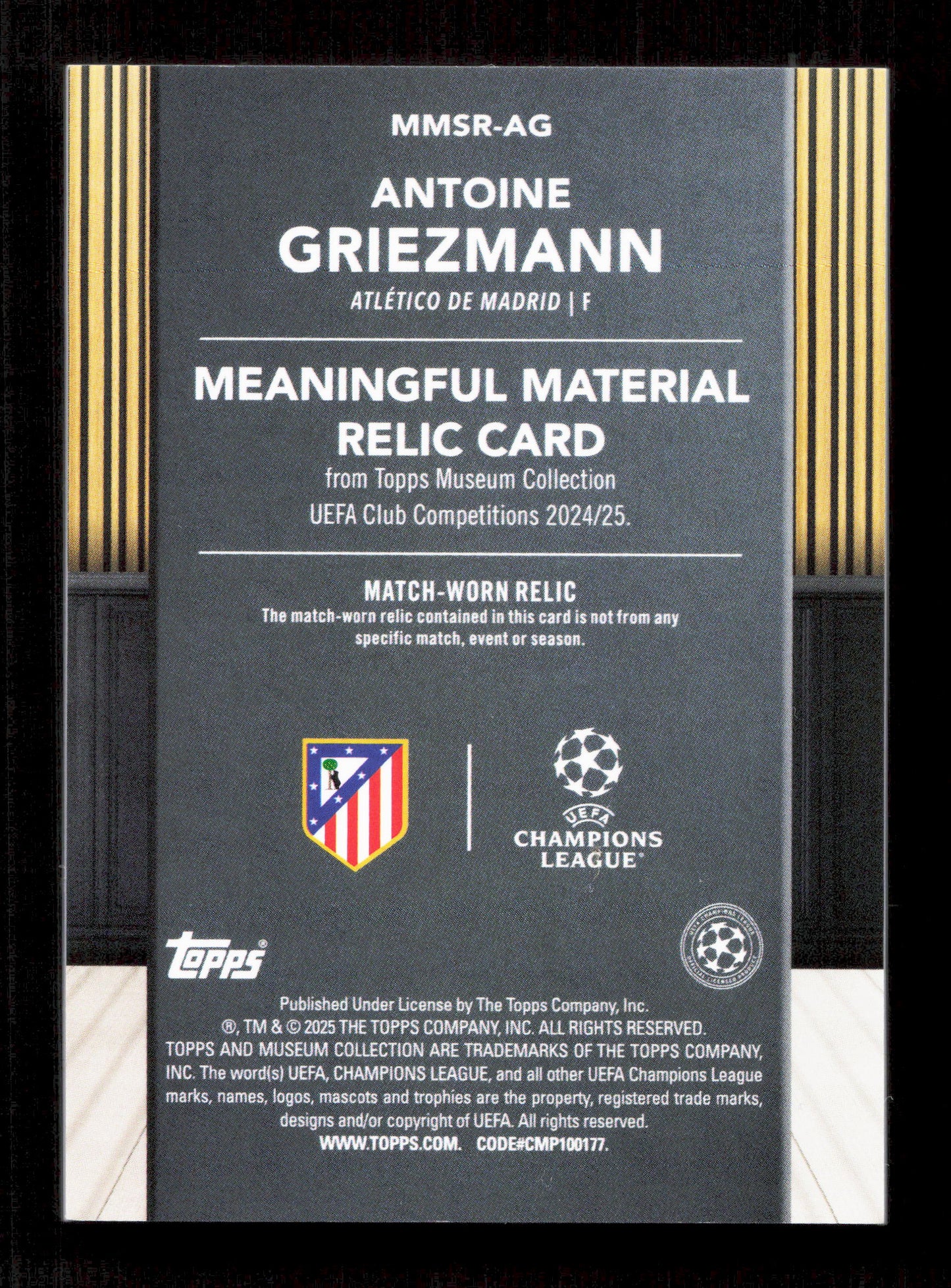 Topps Antoine Griezmann Blue Meaningful Material Match-Worn Relic Card