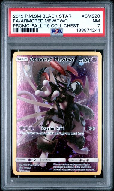 Pokemon Armored Mewtwo SM228 Full Art 2019 Black Star Promo