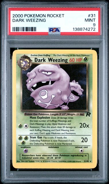 Pokemon Dark Weezing 31/82 2000 Pokemon Rocket PSA 9