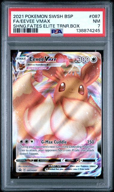 Pokemon Eevee VMAX SWSH087 Full Art 2021 Pokemon Sword & Shield Shining Fates ETB BSP PSA 7