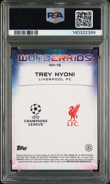 Topps Trey Nyoni 1/1 Wonderkids Starball Card RC Chrome UCC Logofractor 2024-25 PSA 7