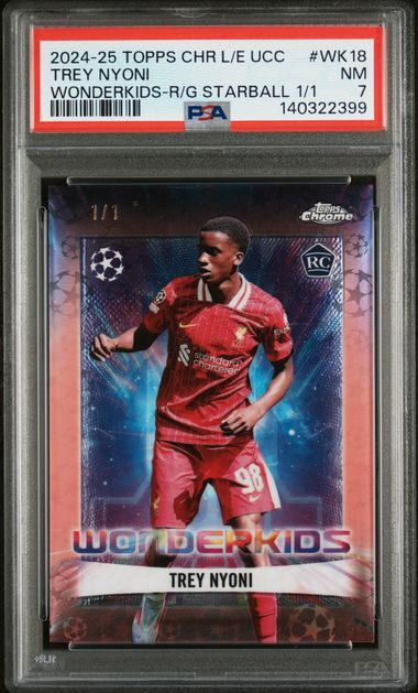 Topps Trey Nyoni 1/1 Wonderkids Starball Card RC Chrome UCC Logofractor 2024-25 PSA 7