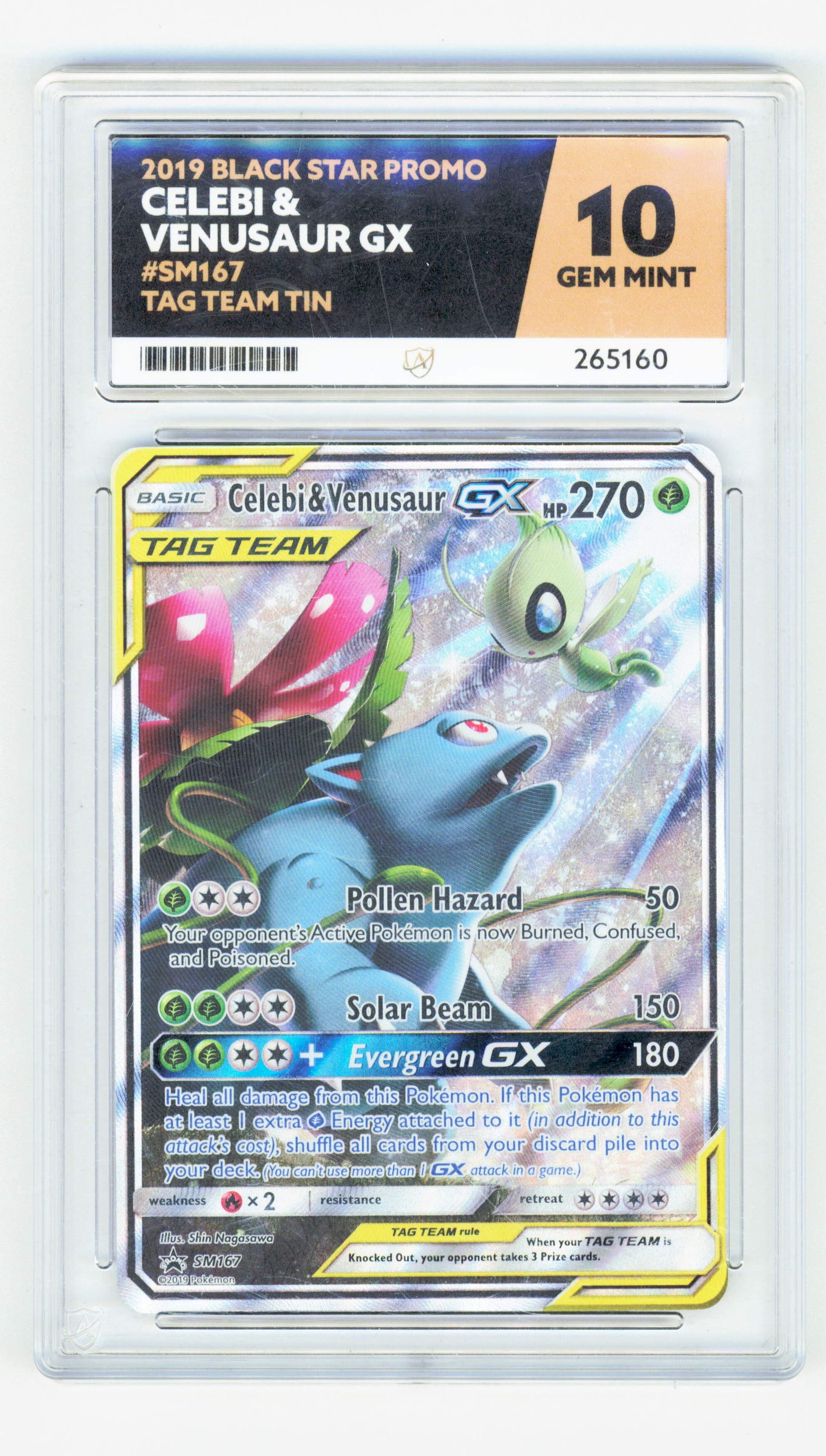 Pokemon Celebi & Venusaur GX SM167 Full Art Pokemon Tag Team Black Star Promo 2019 ACE 10
