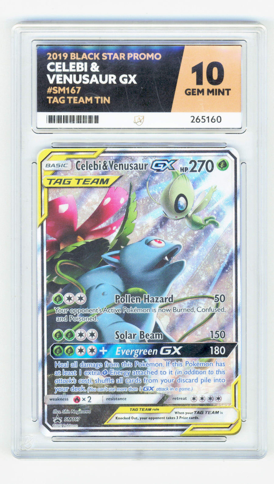 Pokemon Celebi & Venusaur GX SM167 Full Art Pokemon Tag Team Black Star Promo 2019 ACE 10