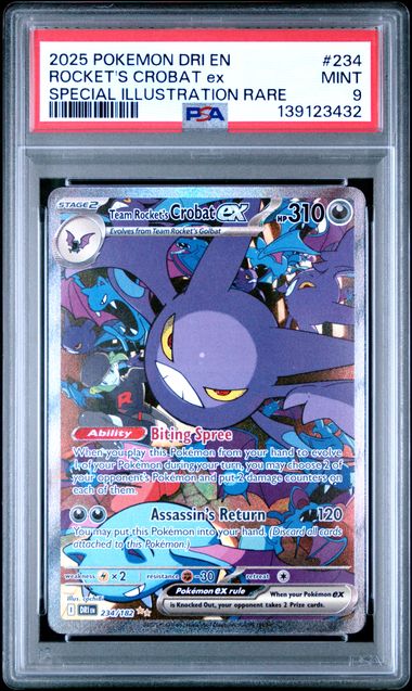 Pokemon Team Rocket's Crobat EX 234/182 Special Illustration Rare 2025 Destined Rivals PSA 9