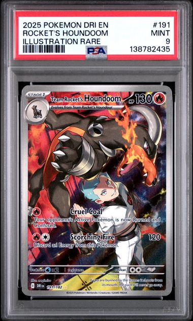 Pokemon Team Rocket's Houndoom 191/182 Illustration Rare 2025 Destined Rivals PSA 9