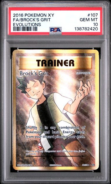 2016 pokemon trainer card Pokemon Brock's Grit 107/108 Full Art 2016 XY Evolutions PSA 10
