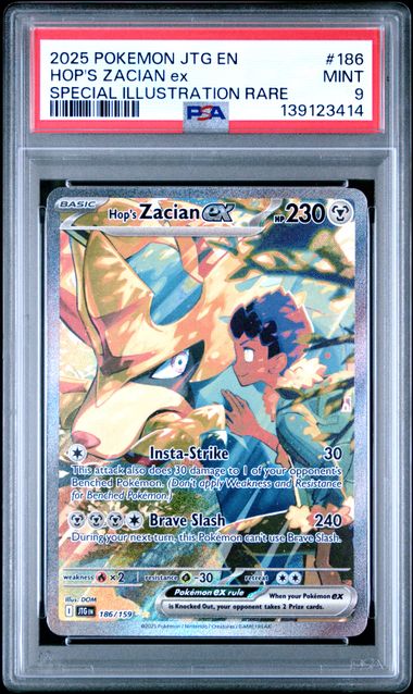 Pokemon Hop's Zacian EX 186/159 2025 Special Illustration Rare 2025 Journey Together PSA 9