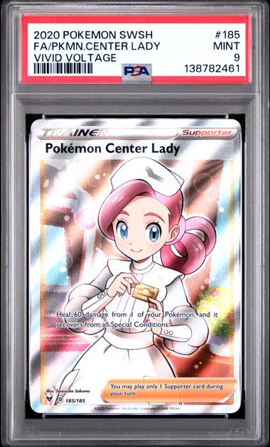 Pokemon Pokemon Center Lady 185/185 Full Art 2020 Vivid Voltage PSA 10