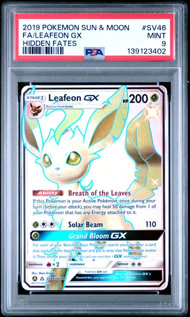 Pokemon Leafeon GX SV46/SV94 Full Art 2019 Hidden Fates PSA 9