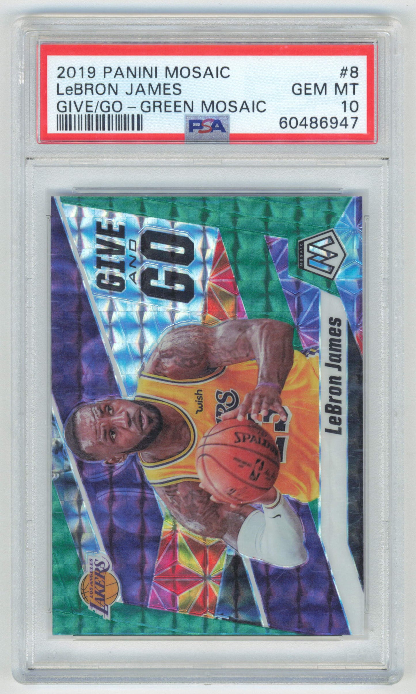 Panini Lebron James Give & Go Green Mosaic #8 Mosaic Basketball 2019 PSA 10