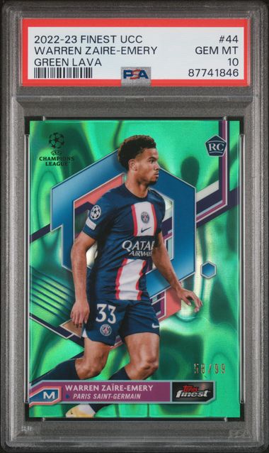 Topps Warren Zaire-Emery Green Lava 58/99 #44 Finest UEFA Club Competitions 2022/23 PSA 10