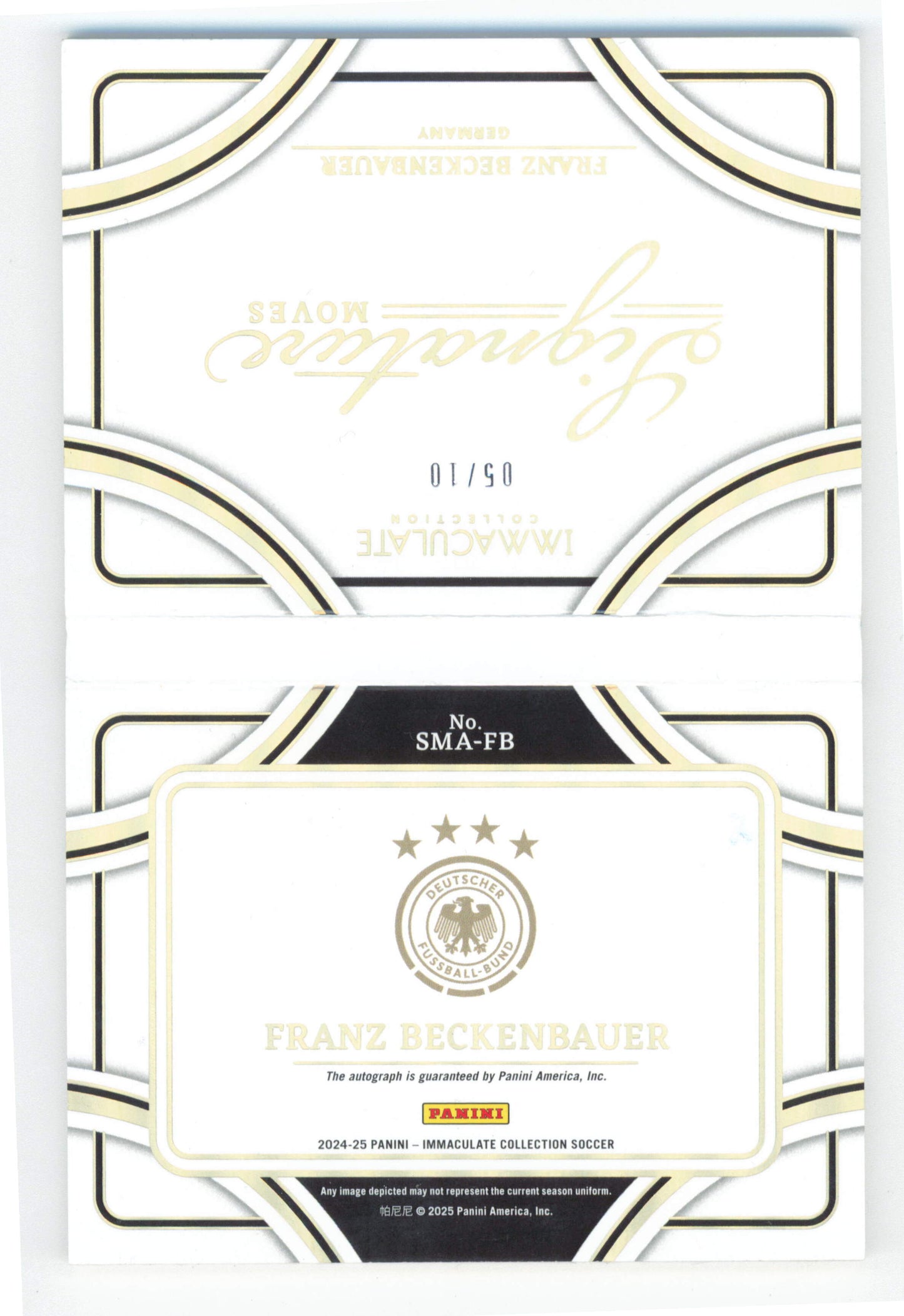 Panini Franz Beckenbauer Signature Moves 05/10 SMA-FB Immaculate Collection 2024/25