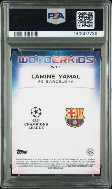 Topps Lamine Yamal Wonderkids Orange Starball 02/25 2024/25 Chrome UCC Logofractor PSA 10