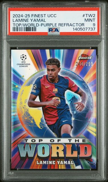 Topps Lamine Yamal 240/299 Top Of The World Purple Refractor 2024/25 Finest UCC PSA 9