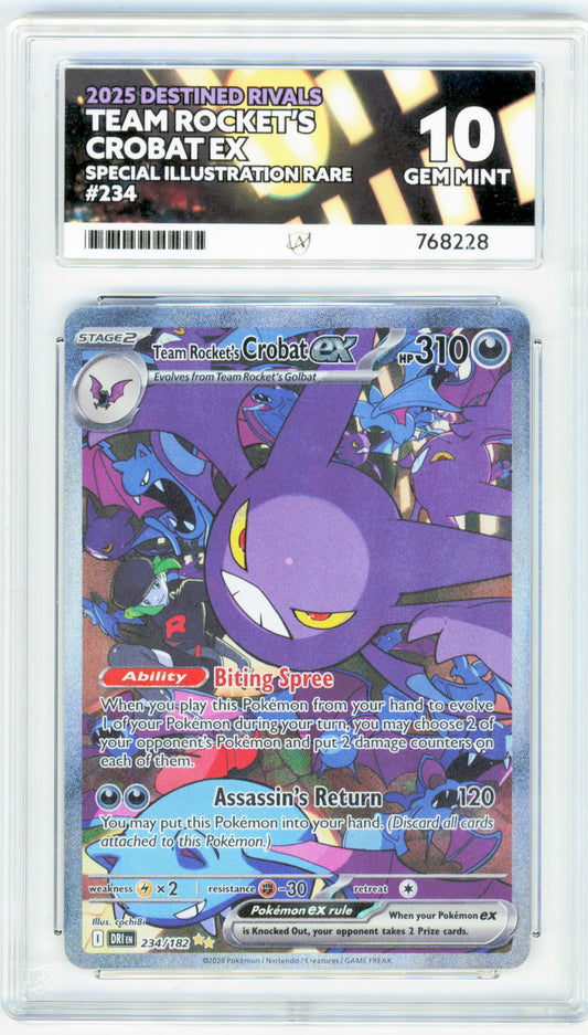 Pokemon Team Rocket's Crobat EX 234/182 Special Illustration Rare Pokemon Destined Rivals 2025 ACE 10