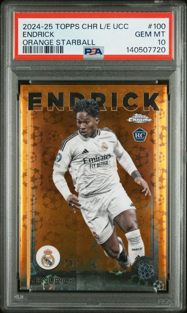 Topps Endrick 24/25 Orange Starball 2024/25 Chrome Logofractor UCC PSA 10