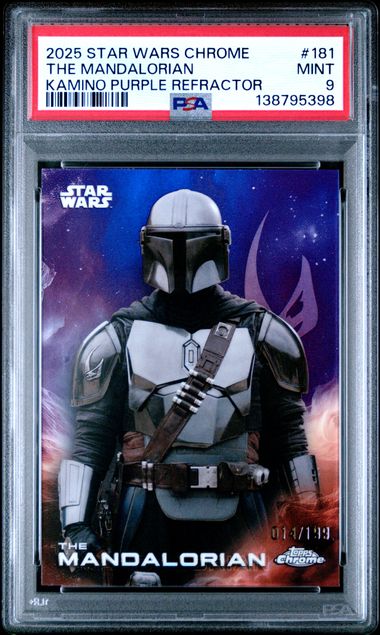 Topps The Mandalorian 014/199 Kamino Purple Refractor 2025 Star Wars Chrome PSA 9
